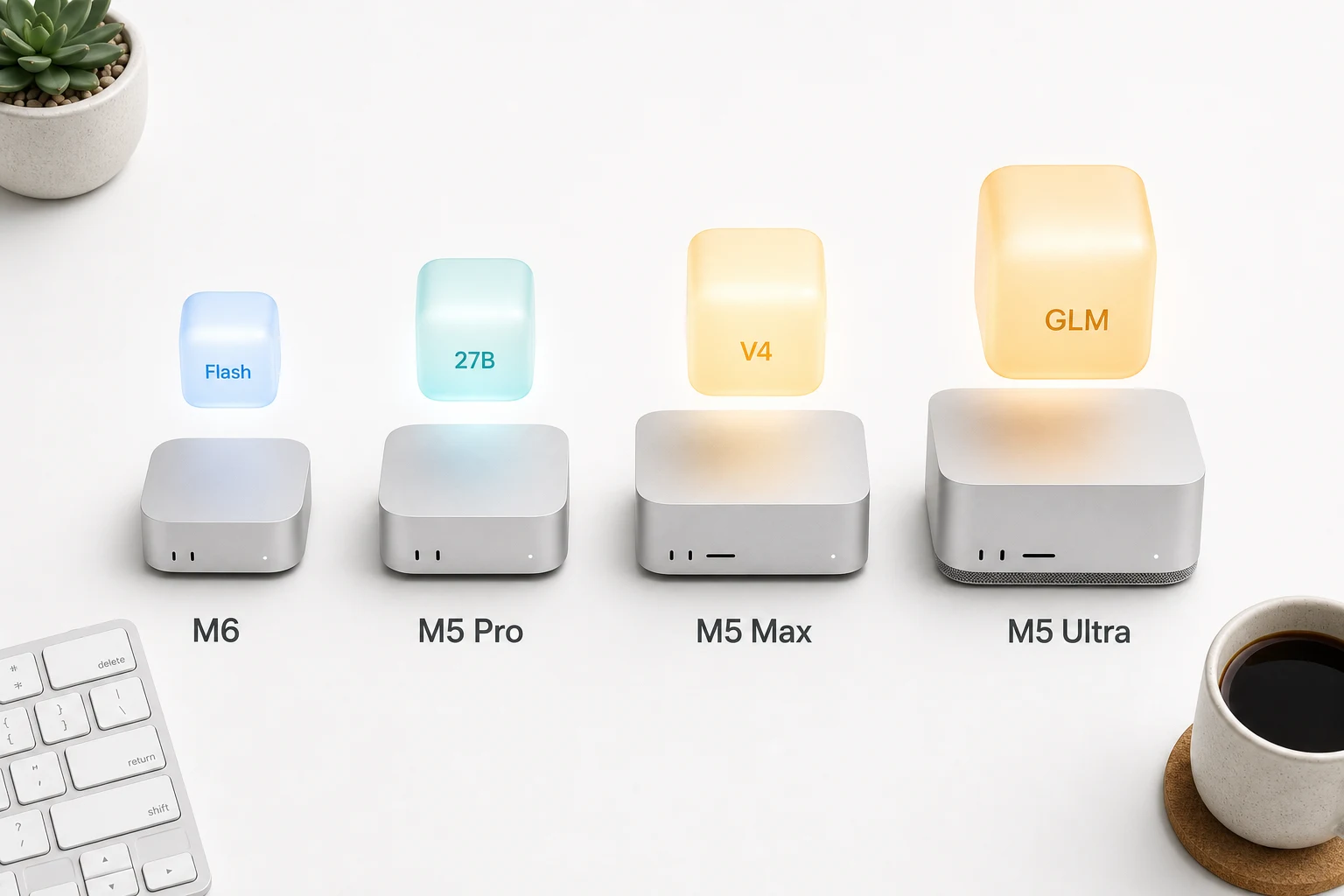 四款机型分别对应 GLM-4.7-Flash、Qwen3.8-27B、DeepSeek-V4-Flash 与 GLM-5.2