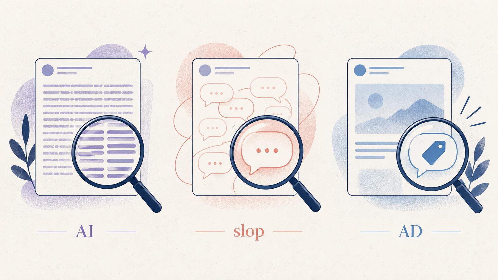 Three independent categories: AI, slop, and advertising